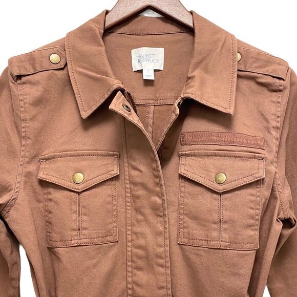 Market & Spruce Bambi Belted Cargo Utility Jacket Mauve Outdoor Casual Size S - Picture 7 of 12